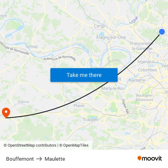 Bouffemont to Maulette map