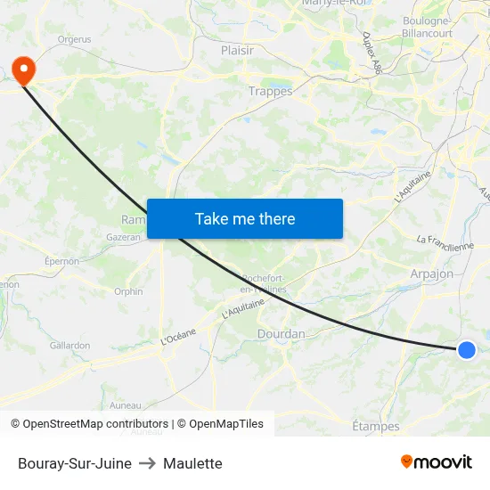 Bouray-Sur-Juine to Maulette map