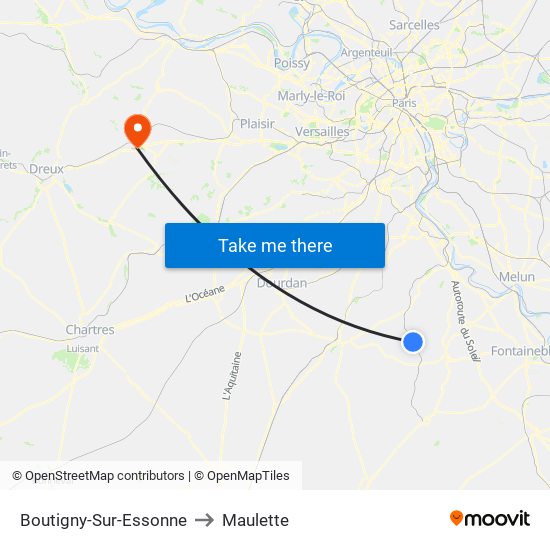 Boutigny-Sur-Essonne to Maulette map