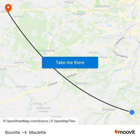 Bouville to Maulette map