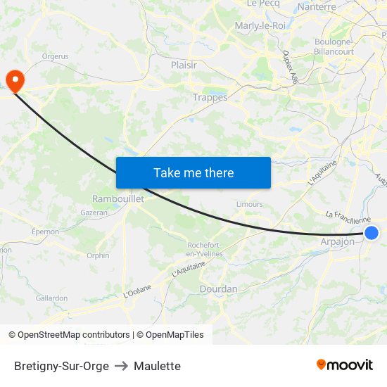 Bretigny-Sur-Orge to Maulette map