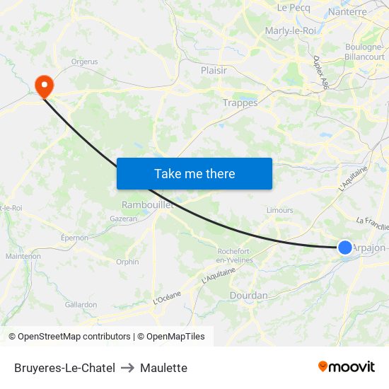 Bruyeres-Le-Chatel to Maulette map