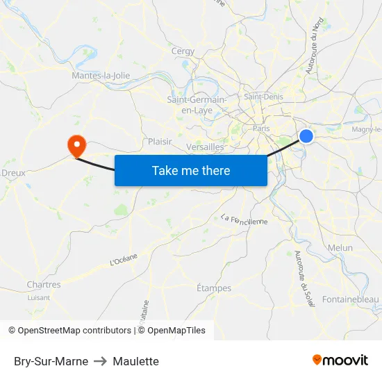 Bry-Sur-Marne to Maulette map
