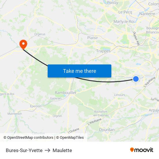 Bures-Sur-Yvette to Maulette map