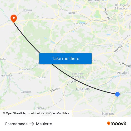 Chamarande to Maulette map