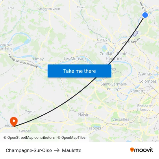 Champagne-Sur-Oise to Maulette map