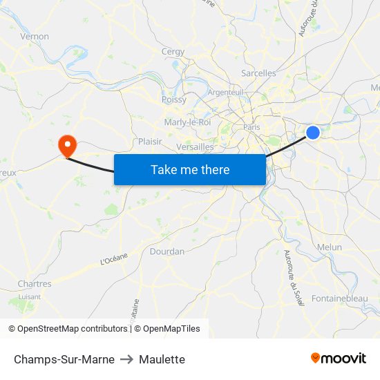 Champs-Sur-Marne to Maulette map