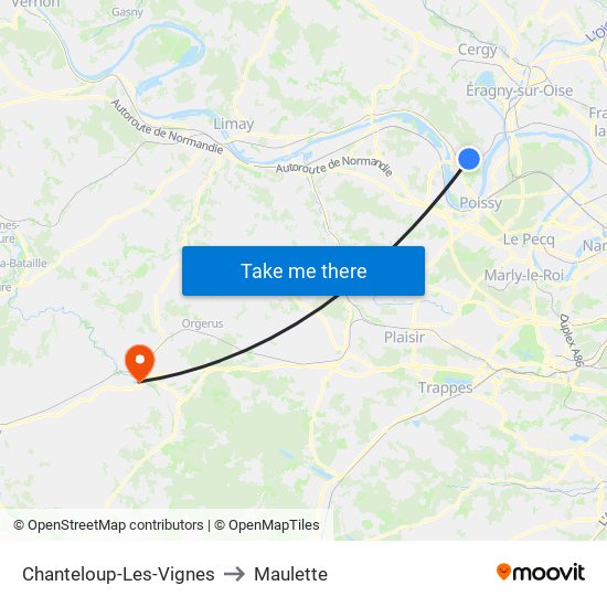 Chanteloup-Les-Vignes to Maulette map