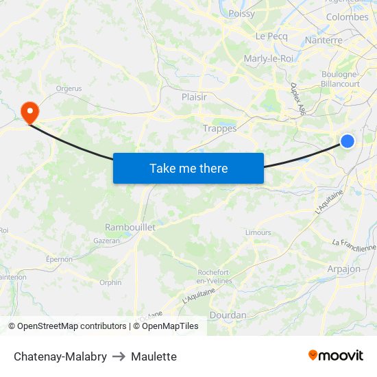 Chatenay-Malabry to Maulette map