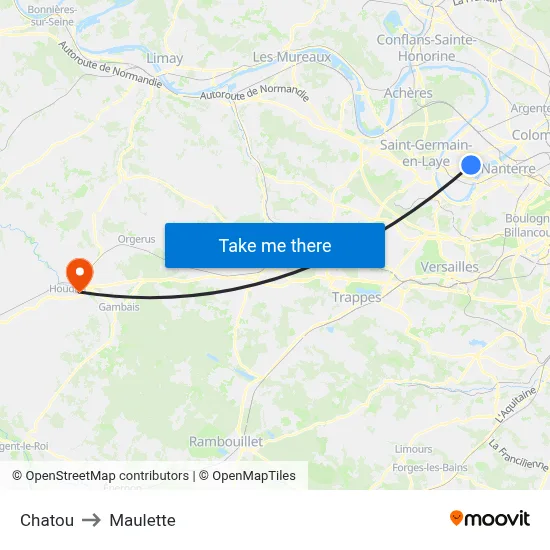 Chatou to Maulette map