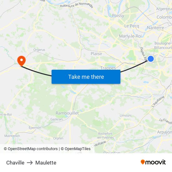 Chaville to Maulette map