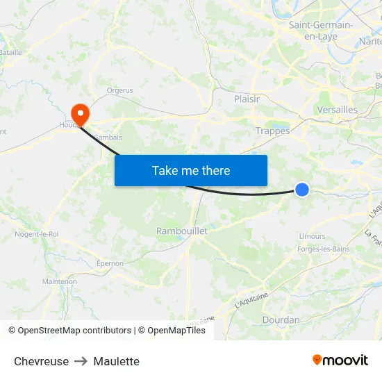 Chevreuse to Maulette map