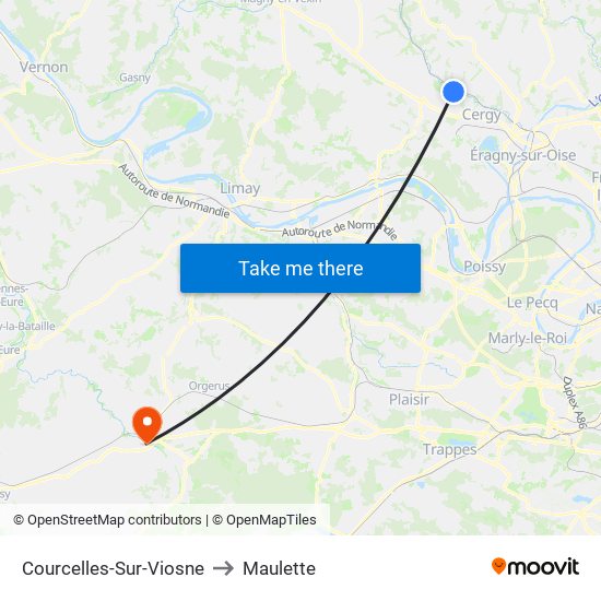 Courcelles-Sur-Viosne to Maulette map