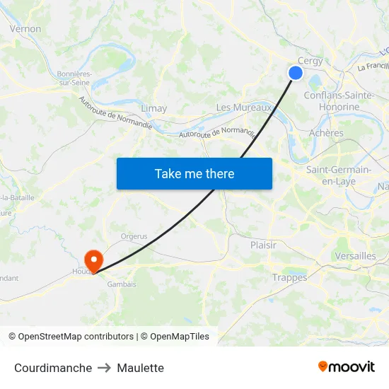 Courdimanche to Maulette map