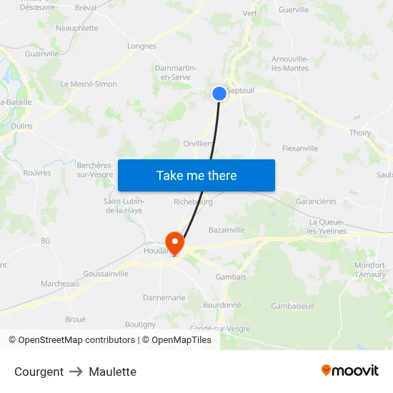 Courgent to Maulette map