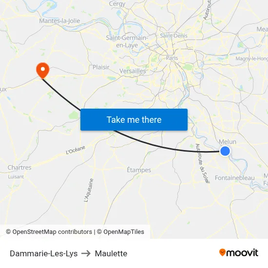 Dammarie-Les-Lys to Maulette map