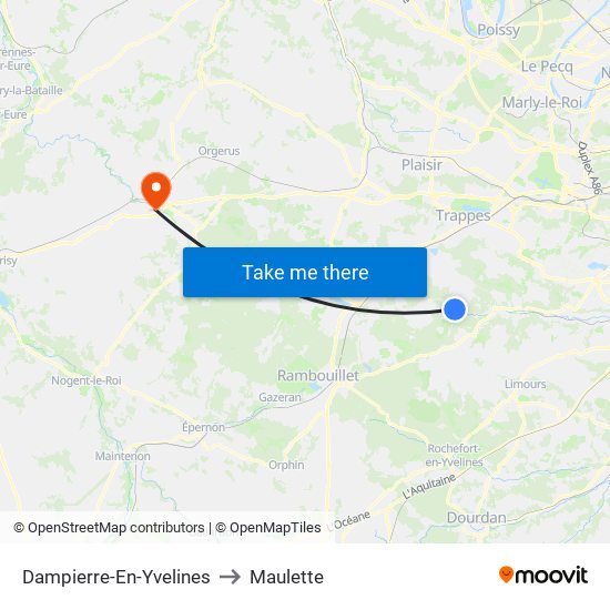 Dampierre-En-Yvelines to Maulette map