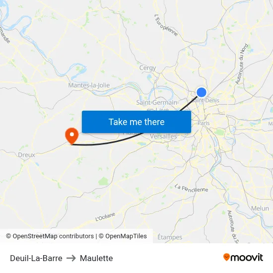 Deuil-La-Barre to Maulette map