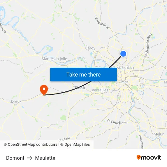 Domont to Maulette map
