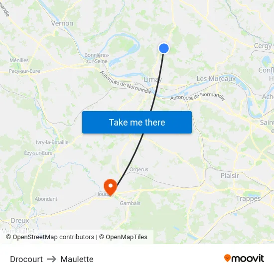 Drocourt to Maulette map