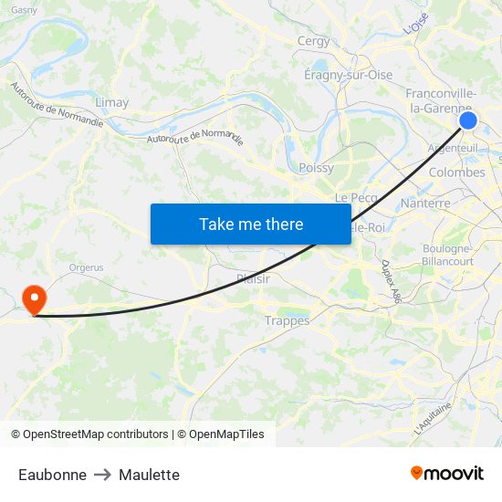 Eaubonne to Maulette map