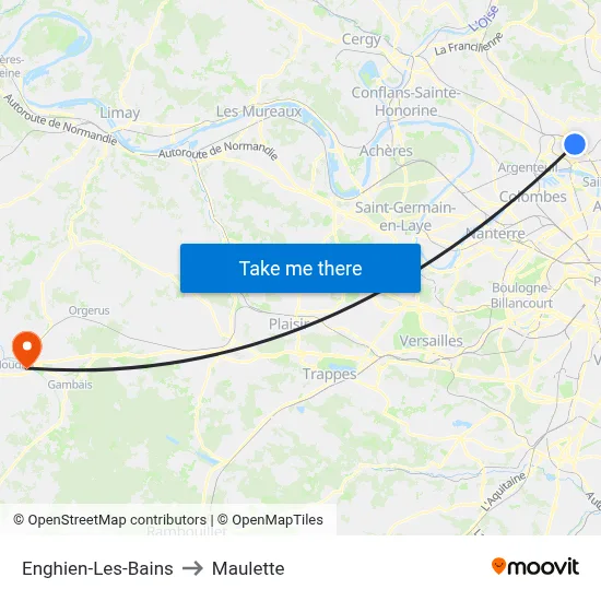 Enghien-Les-Bains to Maulette map