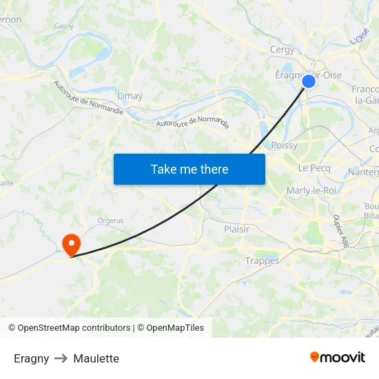 Eragny to Maulette map