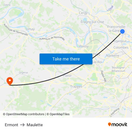 Ermont to Maulette map