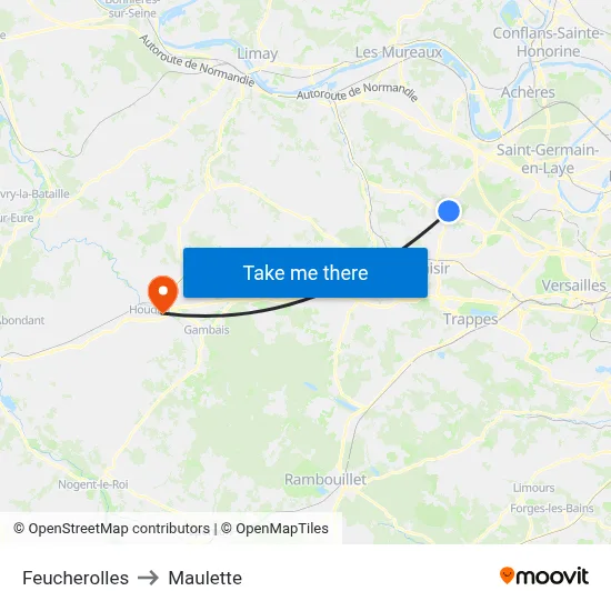 Feucherolles to Maulette map