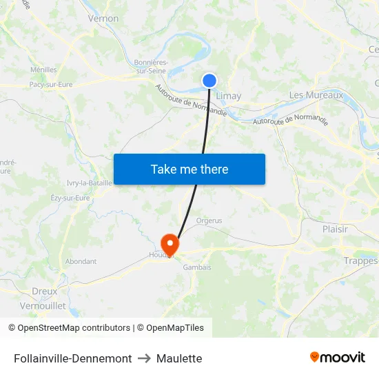 Follainville-Dennemont to Maulette map