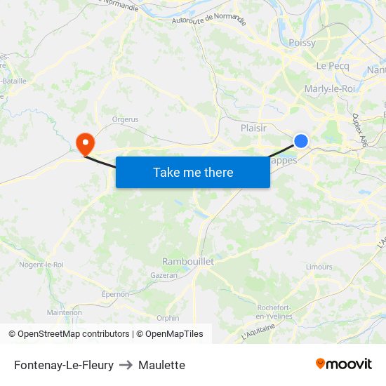 Fontenay-Le-Fleury to Maulette map
