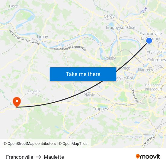 Franconville to Maulette map