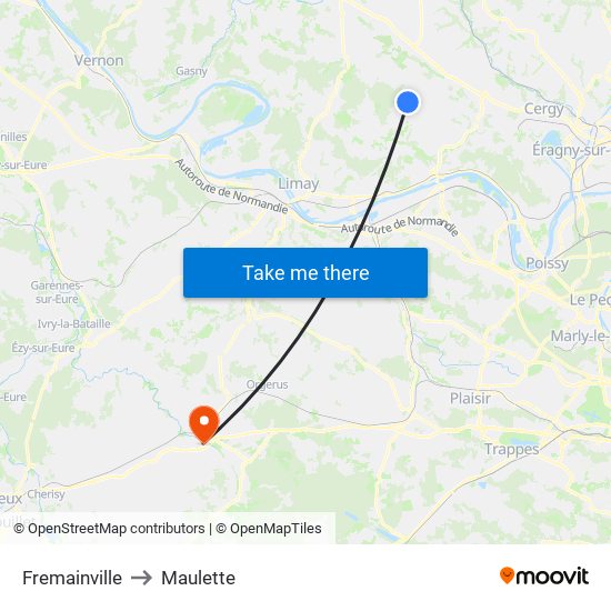 Fremainville to Maulette map