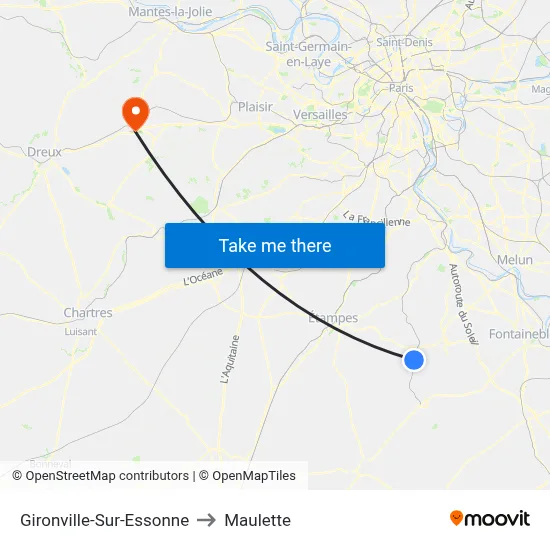 Gironville-Sur-Essonne to Maulette map