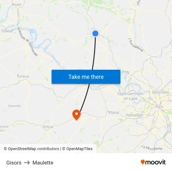 Gisors to Maulette map