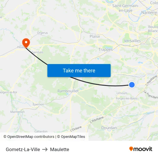 Gometz-La-Ville to Maulette map