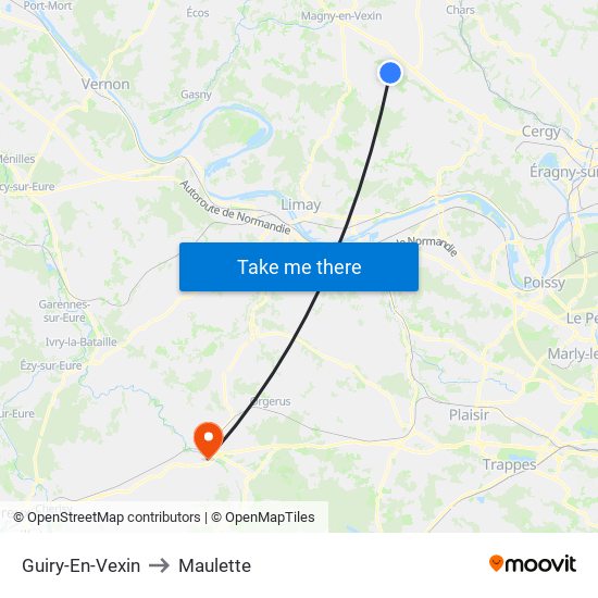 Guiry-En-Vexin to Maulette map