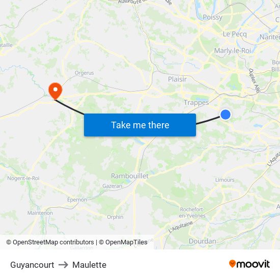 Guyancourt to Maulette map