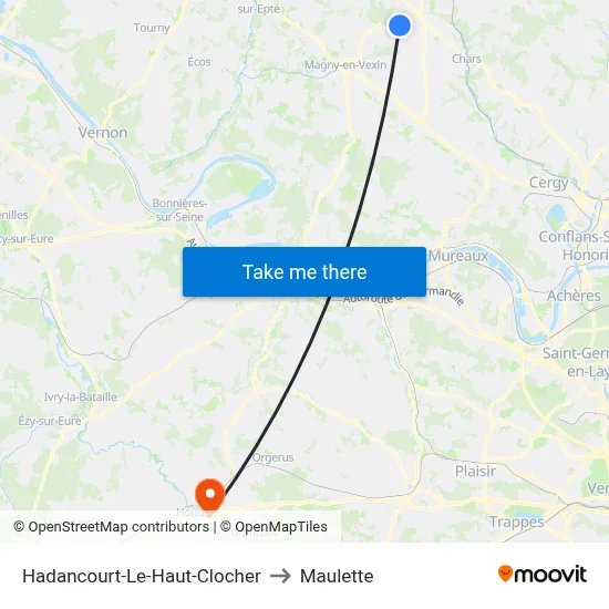 Hadancourt-Le-Haut-Clocher to Maulette map