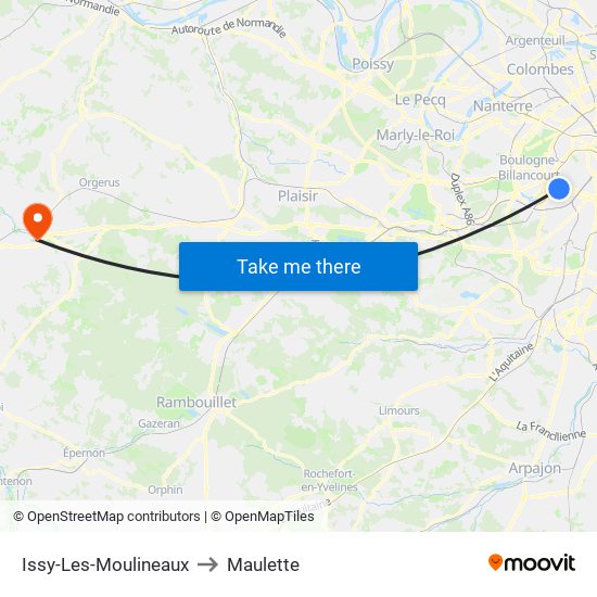 Issy-Les-Moulineaux to Maulette map