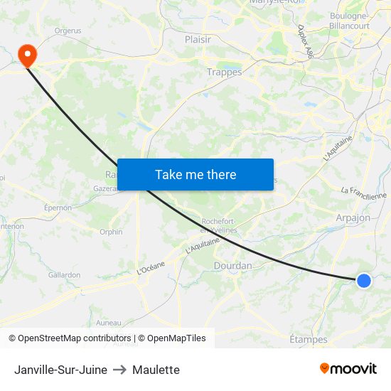 Janville-Sur-Juine to Maulette map