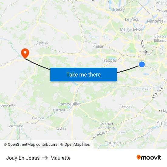Jouy-En-Josas to Maulette map