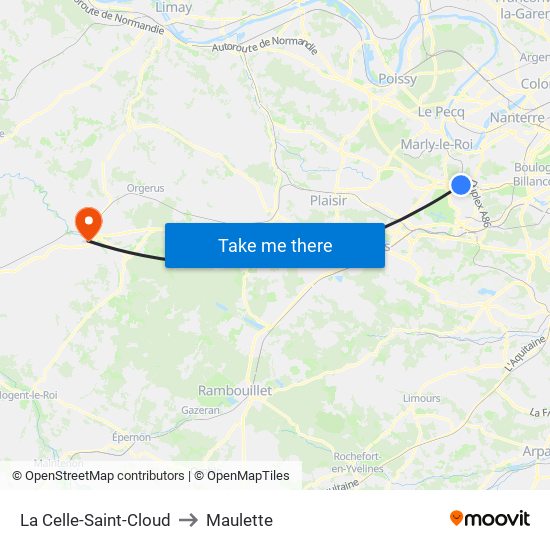 La Celle-Saint-Cloud to Maulette map