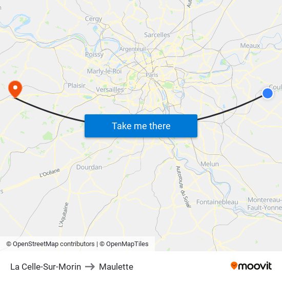 La Celle-Sur-Morin to Maulette map