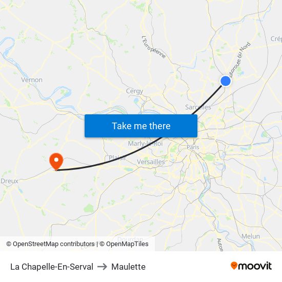 La Chapelle-En-Serval to Maulette map