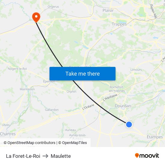La Foret-Le-Roi to Maulette map