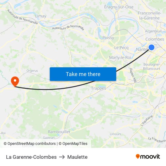 La Garenne-Colombes to Maulette map