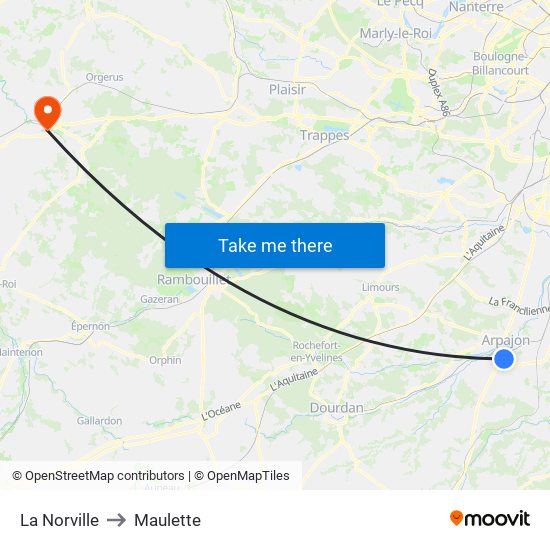 La Norville to Maulette map