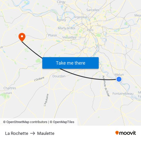 La Rochette to Maulette map