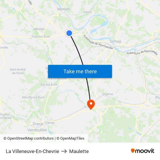 La Villeneuve-En-Chevrie to Maulette map
